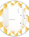 Gold and White Geometric Pattern I - Modern Round or Oval Wall Mirror - Triple C