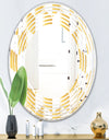 Gold and White Geometric Pattern I - Modern Round or Oval Wall Mirror - Wave