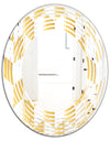 Gold and White Geometric Pattern I - Modern Round or Oval Wall Mirror - Wave
