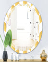 Gold and White Geometric Pattern I - Modern Round or Oval Wall Mirror - Triple C