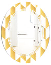 Gold and White Geometric Pattern I - Modern Round or Oval Wall Mirror - Triple C