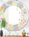Retro Pink Yellow Flowers - Modern Round or Oval Wall Mirror - Wave