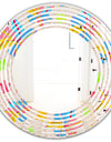Retro Pink Yellow Flowers - Modern Round or Oval Wall Mirror - Wave