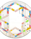 Retro Pink Yellow Flowers - Modern Round or Oval Wall Mirror - Hexagon Star
