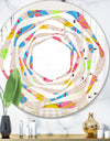 Retro Pink Yellow Flowers - Modern Round or Oval Wall Mirror - Whirl