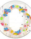 Retro Pink Yellow Flowers - Modern Round or Oval Wall Mirror - Quatrefoil