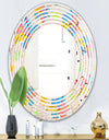 Retro Pink Yellow Flowers - Modern Round or Oval Wall Mirror - Wave