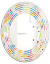Retro Pink Yellow Flowers - Modern Round or Oval Wall Mirror - Wave