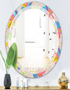Retro Pink Yellow Flowers - Modern Round or Oval Wall Mirror - Triple C