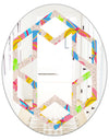 Retro Pink Yellow Flowers - Modern Round or Oval Wall Mirror - Hexagon Star