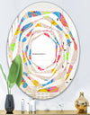 Retro Pink Yellow Flowers - Modern Round or Oval Wall Mirror - Whirl