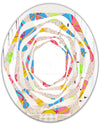Retro Pink Yellow Flowers - Modern Round or Oval Wall Mirror - Whirl