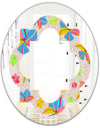 Retro Pink Yellow Flowers - Modern Round or Oval Wall Mirror - Quatrefoil