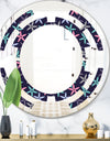 Retro Abstract Flower Design V - Modern Round or Oval Wall Mirror - Space