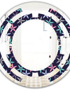Retro Abstract Flower Design V - Modern Round or Oval Wall Mirror - Space