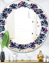 Retro Abstract Flower Design V - Modern Round or Oval Wall Mirror - Leaves