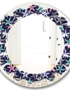 Retro Abstract Flower Design V - Modern Round or Oval Wall Mirror - Leaves