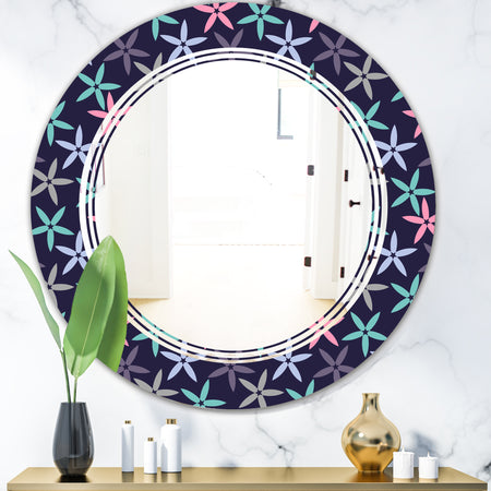 Retro Abstract Flower Design V - Modern Round or Oval Wall Mirror - Triple C