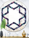 Retro Abstract Flower Design V - Modern Round or Oval Wall Mirror - Hexagon Star