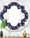 Retro Abstract Flower Design V - Modern Round or Oval Wall Mirror - Quatrefoil
