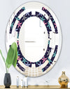 Retro Abstract Flower Design V - Modern Round or Oval Wall Mirror - Space