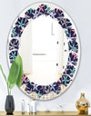 Retro Abstract Flower Design V - Modern Round or Oval Wall Mirror - Leaves
