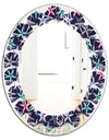Retro Abstract Flower Design V - Modern Round or Oval Wall Mirror - Leaves