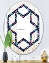 Retro Abstract Flower Design V - Modern Round or Oval Wall Mirror - Hexagon Star