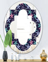 Retro Abstract Flower Design V - Modern Round or Oval Wall Mirror - Quatrefoil