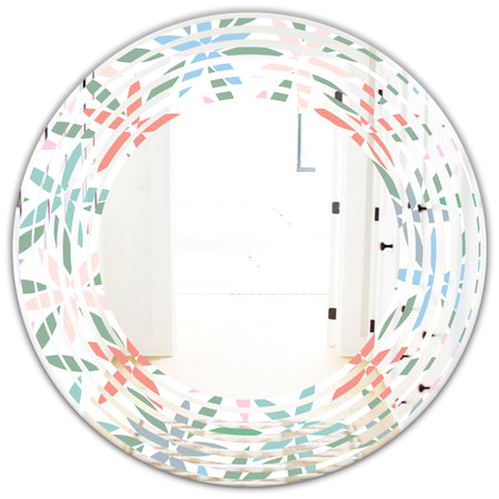 Retro Abstract Flower Design III - Modern Round or Oval Wall Mirror - Wave