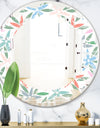 Retro Abstract Flower Design III - Modern Round or Oval Wall Mirror - Leaves