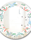 Retro Abstract Flower Design III - Modern Round or Oval Wall Mirror - Leaves