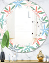 Retro Abstract Flower Design III - Modern Round or Oval Wall Mirror - Triple C