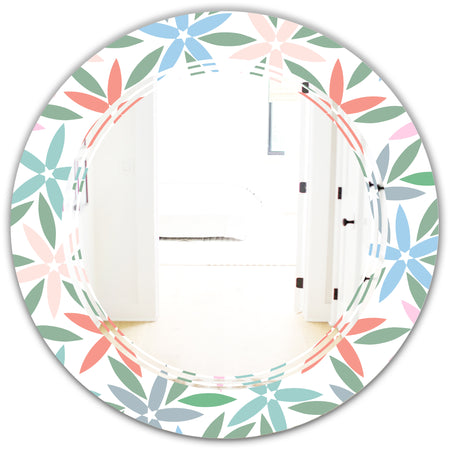 Retro Abstract Flower Design III - Modern Round or Oval Wall Mirror - Triple C