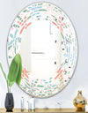 Retro Abstract Flower Design III - Modern Round or Oval Wall Mirror - Wave