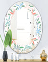Retro Abstract Flower Design III - Modern Round or Oval Wall Mirror - Leaves