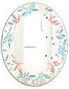 Retro Abstract Flower Design III - Modern Round or Oval Wall Mirror - Leaves