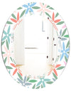 Retro Abstract Flower Design III - Modern Round or Oval Wall Mirror - Triple C