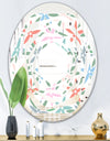 Retro Abstract Flower Design III - Modern Round or Oval Wall Mirror - Whirl
