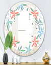 Retro Abstract Flower Design III - Modern Round or Oval Wall Mirror - Quatrefoil