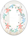 Retro Abstract Flower Design III - Modern Round or Oval Wall Mirror - Quatrefoil
