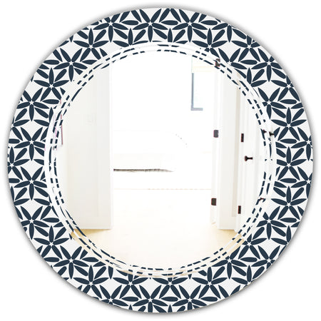 Retro Abstract Flower Design IV - Modern Round or Oval Wall Mirror - Triple C