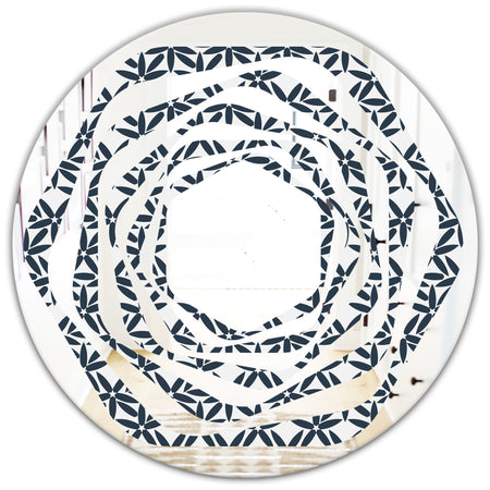 Retro Abstract Flower Design IV - Modern Round or Oval Wall Mirror - Whirl
