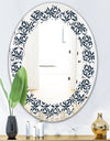 Retro Abstract Flower Design IV - Modern Round or Oval Wall Mirror - Leaves