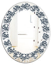 Retro Abstract Flower Design IV - Modern Round or Oval Wall Mirror - Leaves