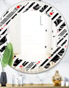 Retro Geometrical Abstract Minimal Pattern XII - Modern Round or Oval Wall Mirror - Leaves