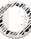 Retro Geometrical Abstract Minimal Pattern XII - Modern Round or Oval Wall Mirror - Leaves
