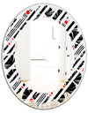 Retro Geometrical Abstract Minimal Pattern XII - Modern Round or Oval Wall Mirror - Leaves