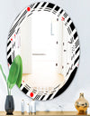 Retro Geometrical Abstract Minimal Pattern XII - Modern Round or Oval Wall Mirror - Triple C