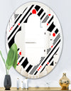 Retro Geometrical Abstract Minimal Pattern XII - Modern Round or Oval Wall Mirror - Quatrefoil